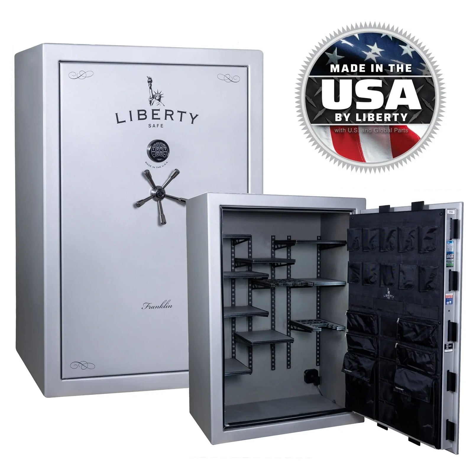 Liberty Franklin 45 gun safe glacial steel stacked exterior and interior