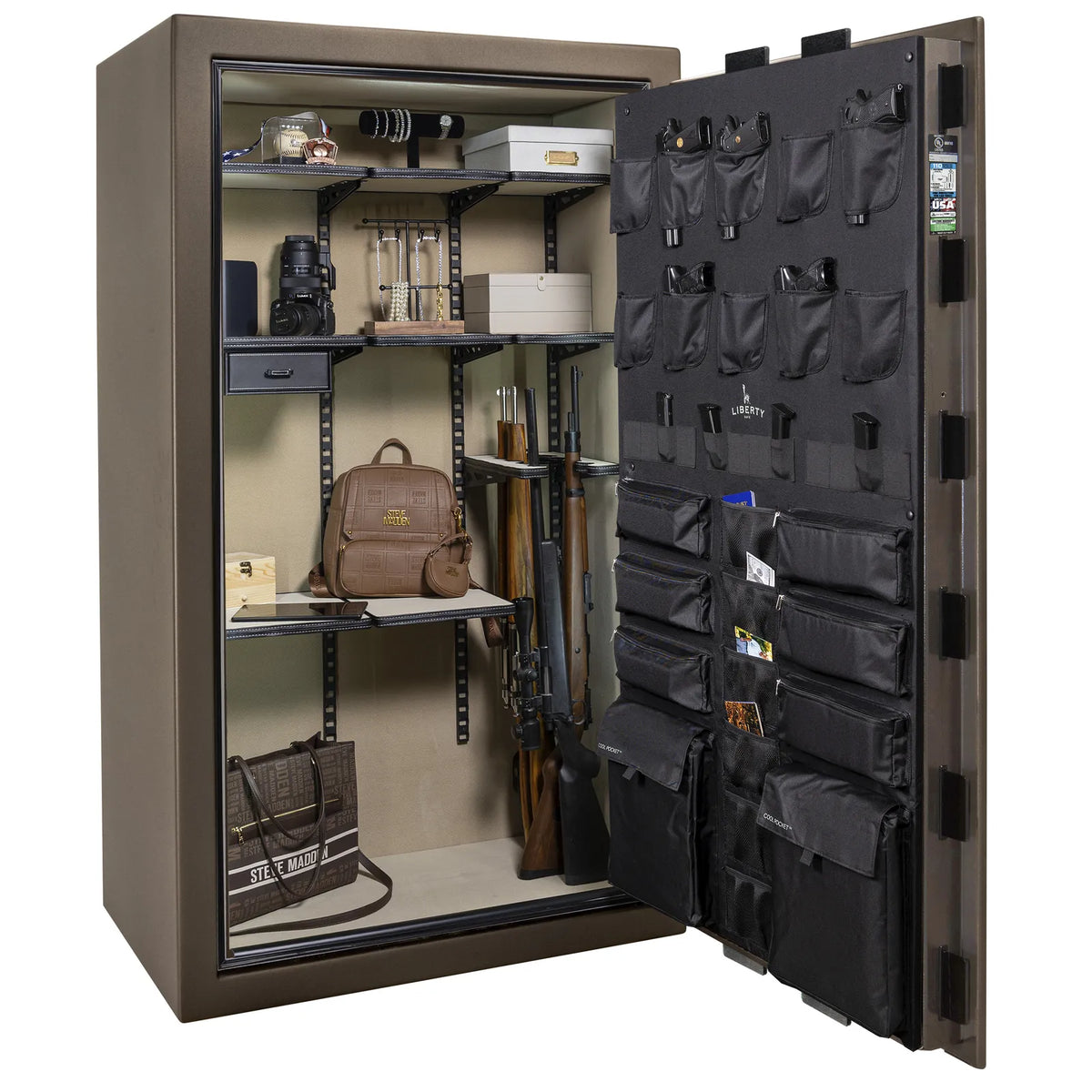 Liberty Franklin 50 Pro Flex interior in Textured Bronze, loaded storage configuration.