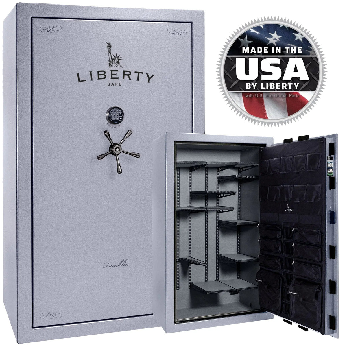 Liberty Franklin 50 gun safe glacial steel stacked exterior and interior