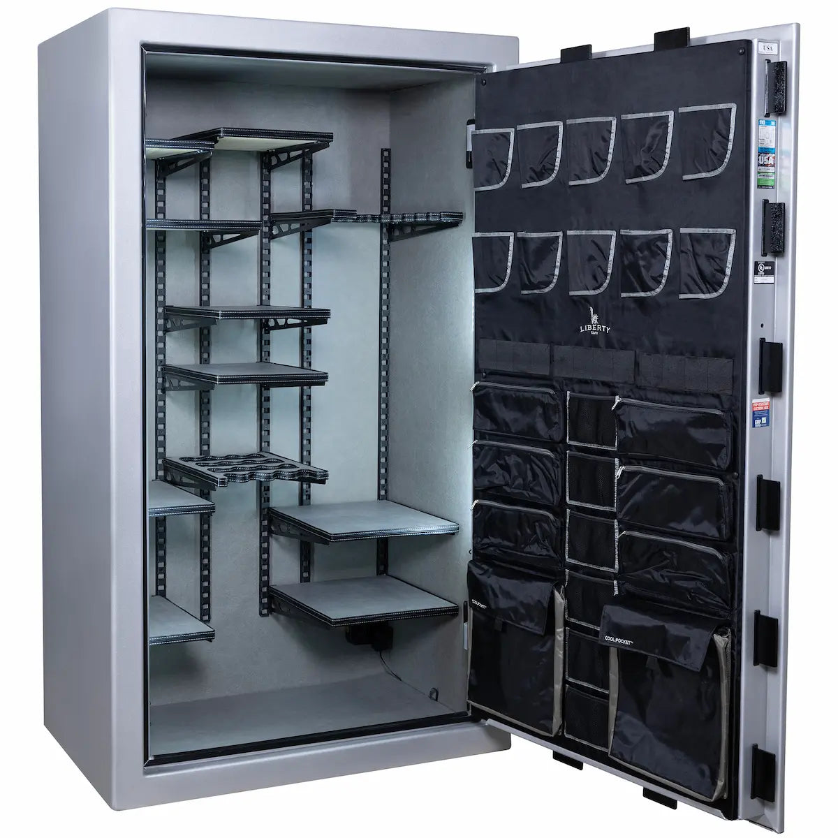 Liberty Franklin 50 gun safe glacial steel stacked exterior and interior