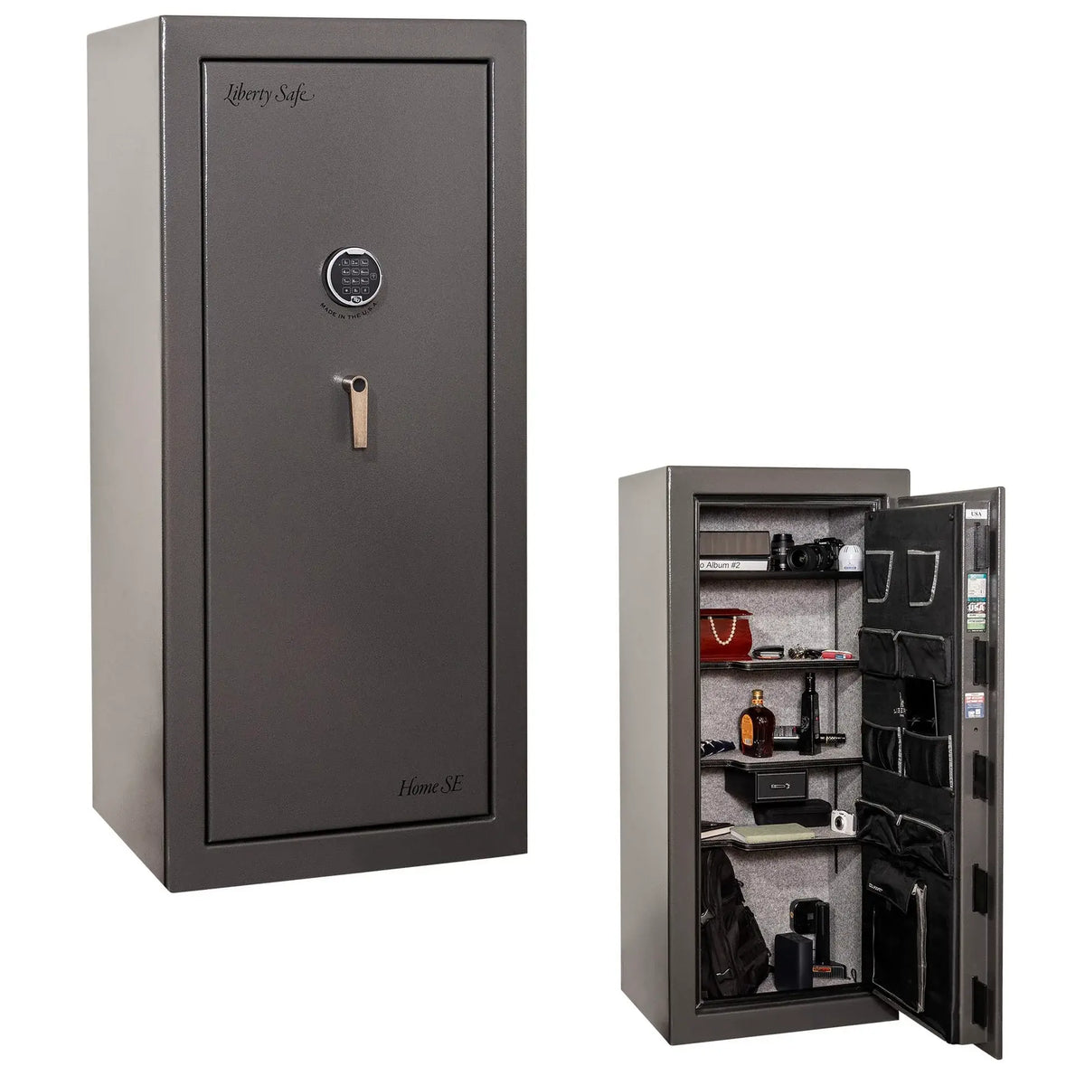 Liberty Home SE home safe in gray marble with S&G electronic lock and organized interior storage