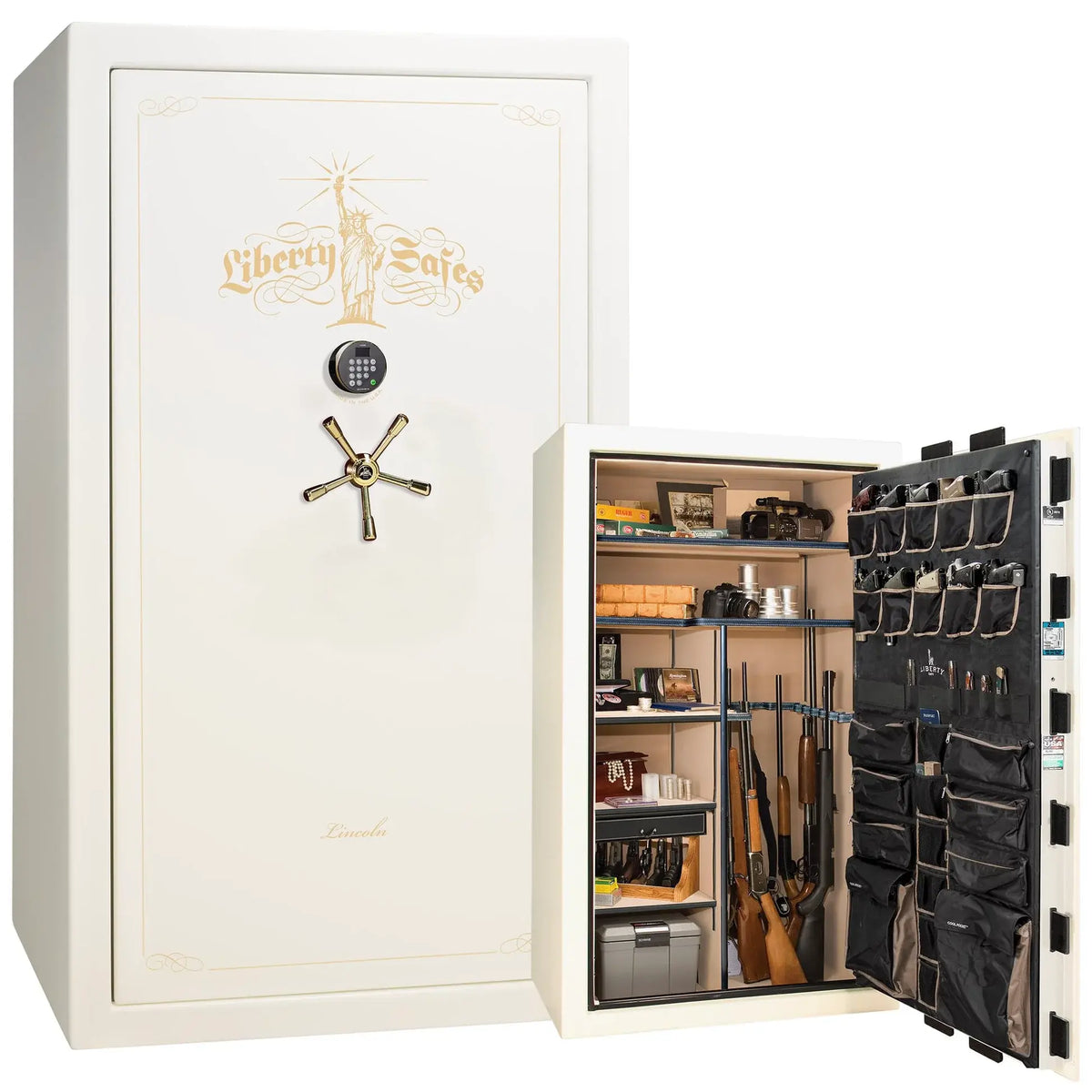 Liberty Lincoln 50 safe in White Gloss with Brass hardware