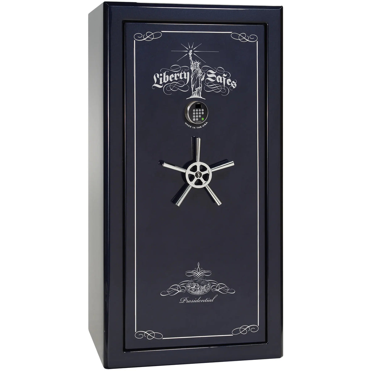 Liberty Safe Presidential 25 in blue gloss with chrome hardware