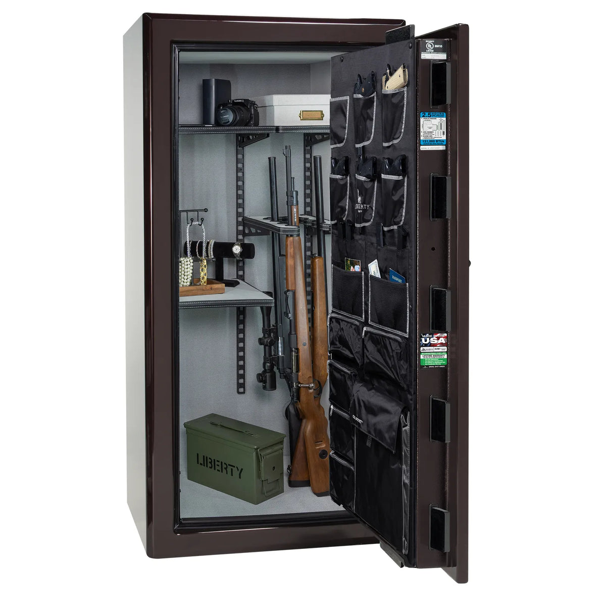 Liberty Presidential 25 safe in Black Cherry Gloss with loaded Pro Flex interior.