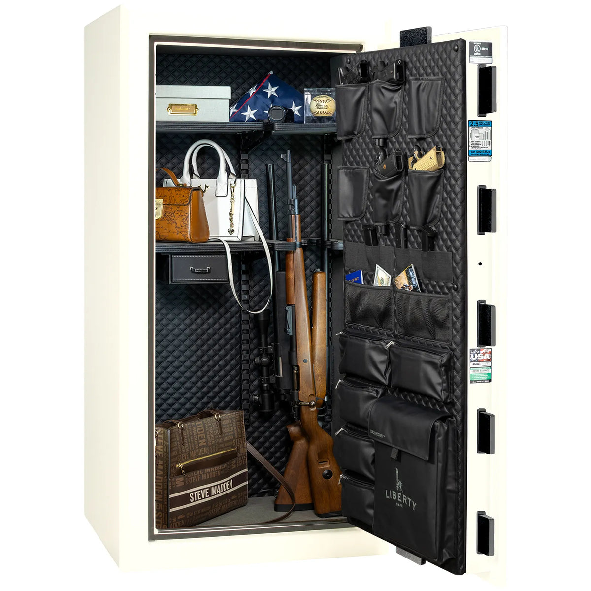 Liberty Presidential 25 safe in White Gloss with loaded Signature interior.