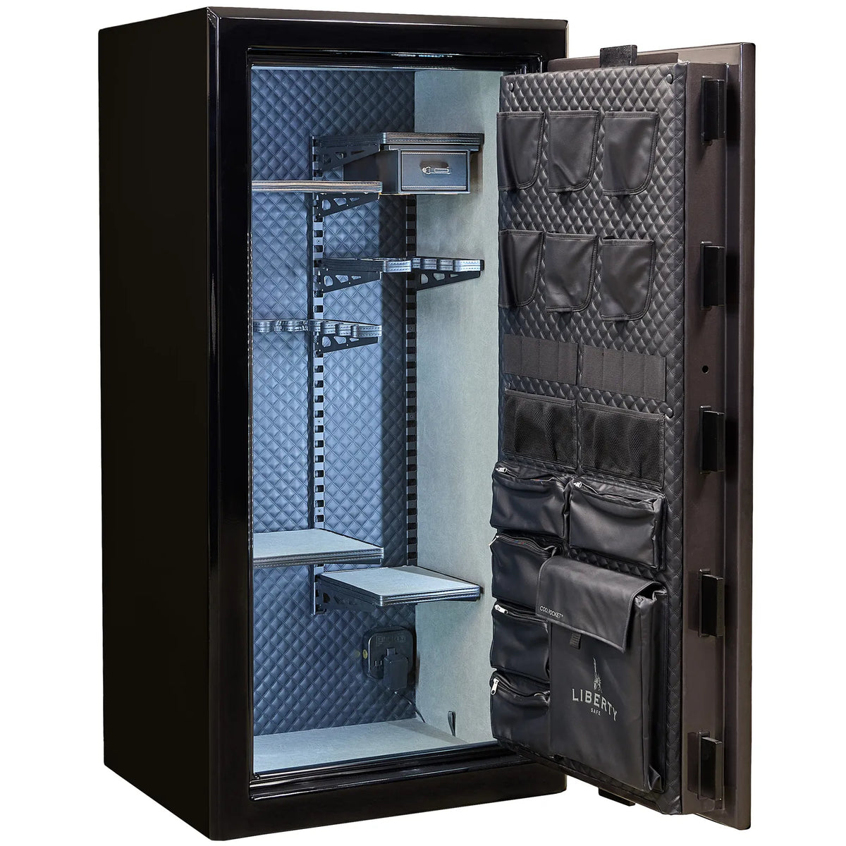Liberty Presidential 25 safe in Two-Tone Charcoal Gloss with Signature interior.