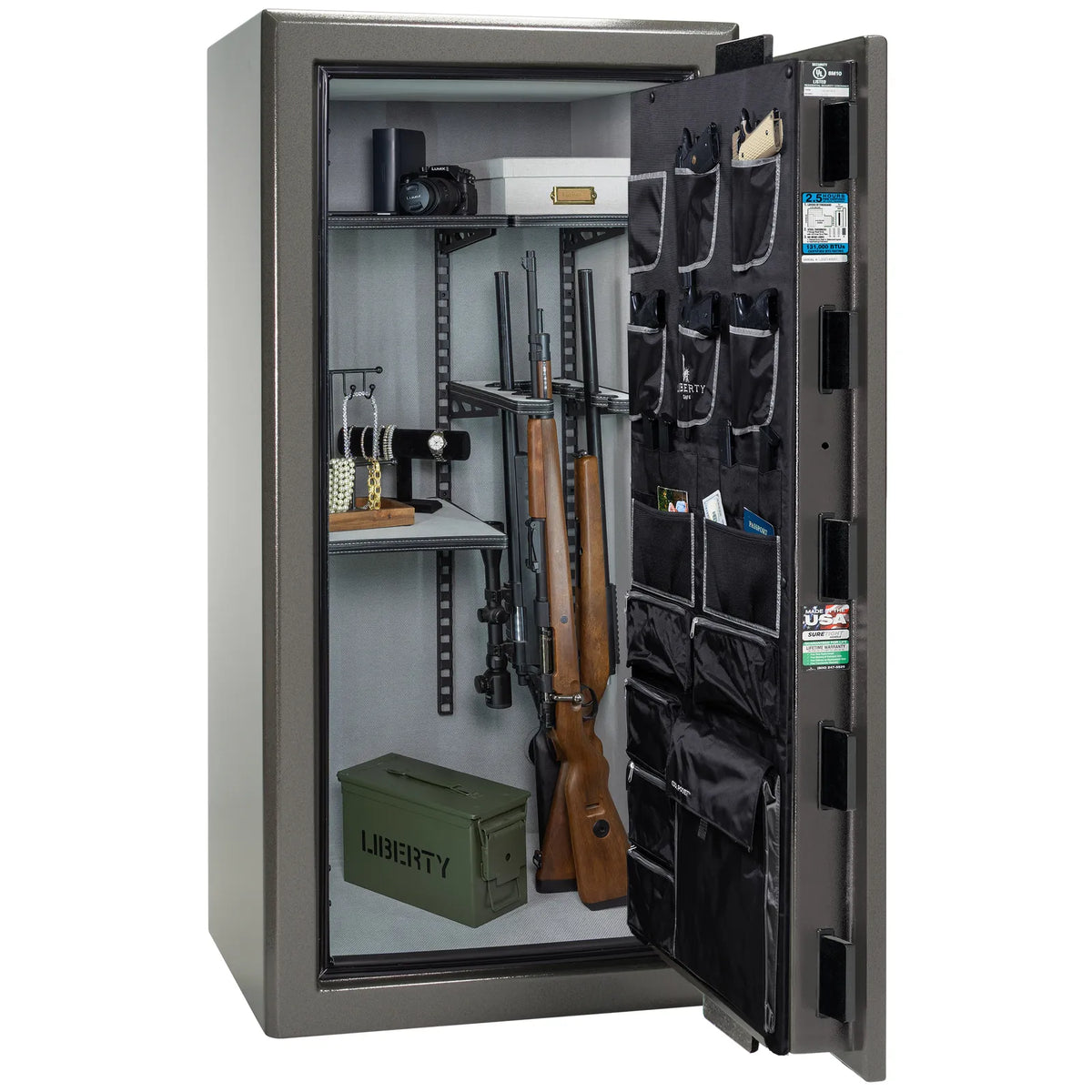 Liberty Presidential 25 safe in Gray Marble with loaded Pro Flex interior.