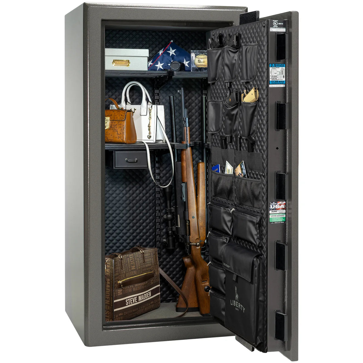 Liberty Presidential 25 safe in Gray Marble with loaded Signature interior.