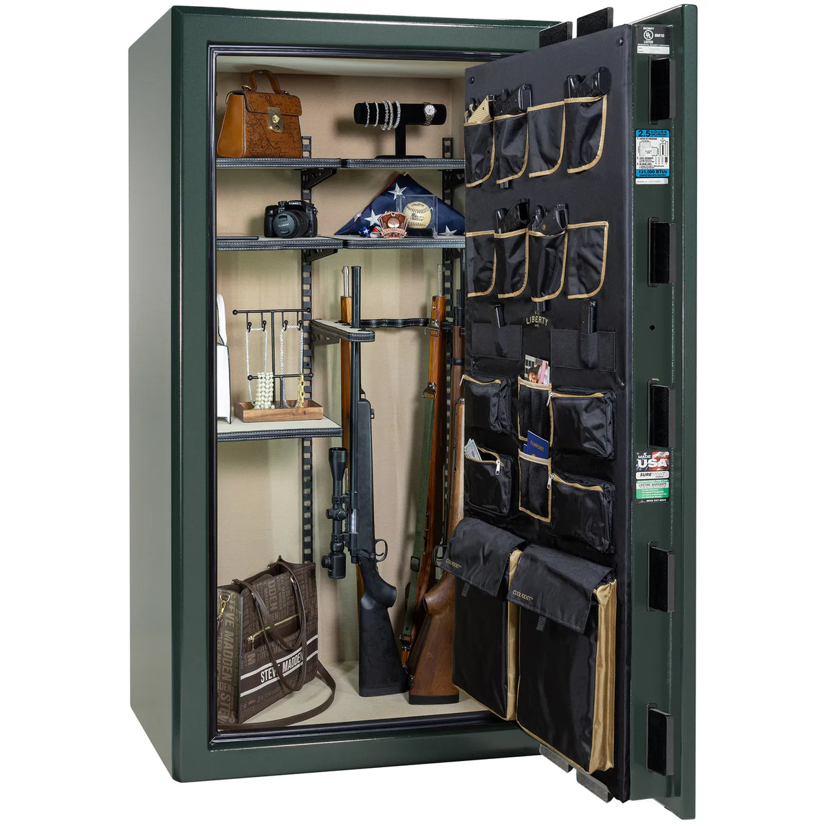 Liberty Presidential 40 safe in Green Marble with loaded Pro Flex interior.