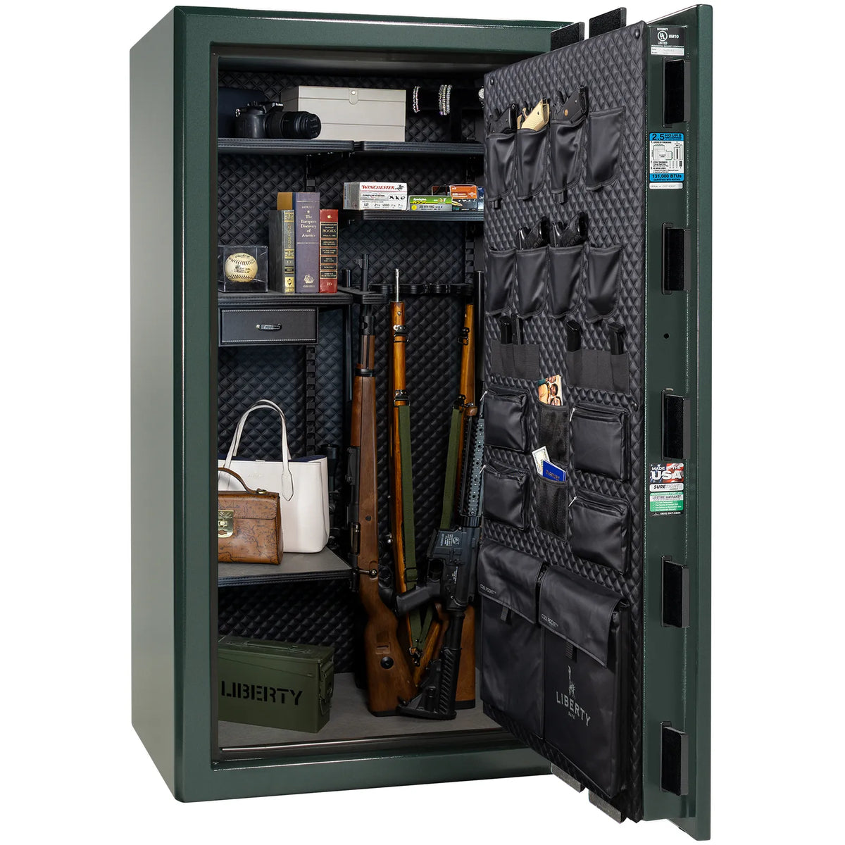 Liberty Presidential 40 safe in Green Marble with loaded Signature interior.