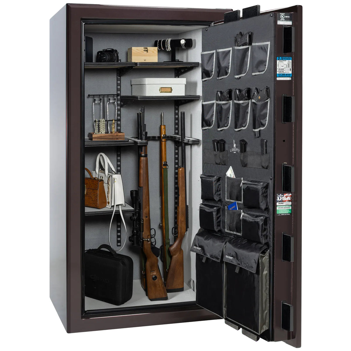 Liberty Presidential 40 safe in Black Cherry Gloss with loaded Pro Flex interior.