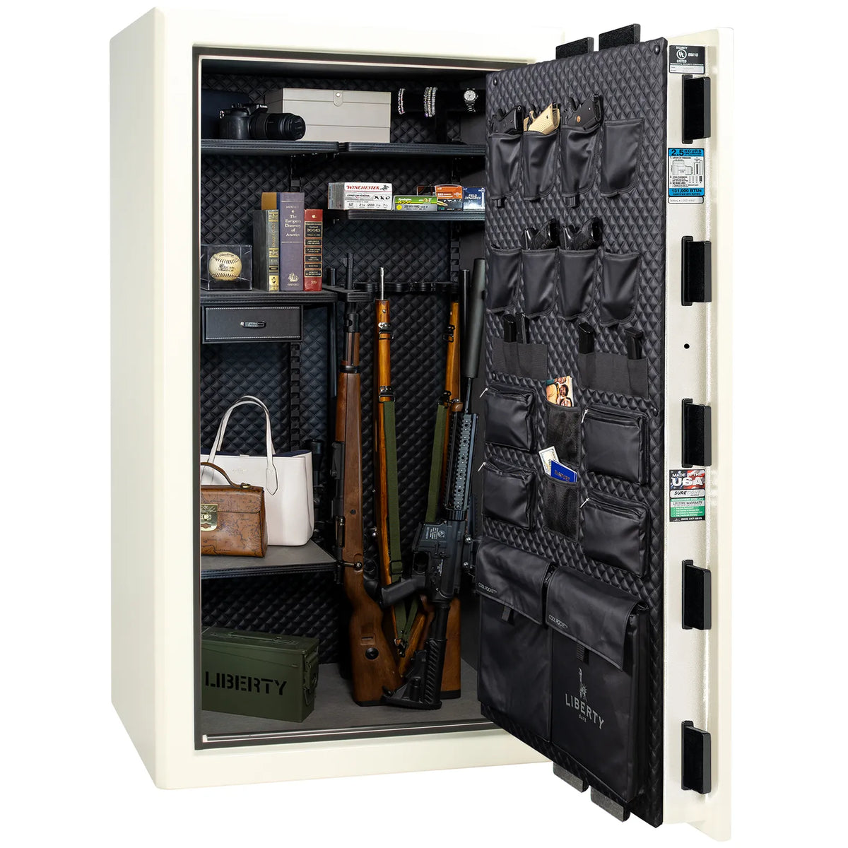Liberty Presidential 40 safe in White Gloss with loaded Signature interior.