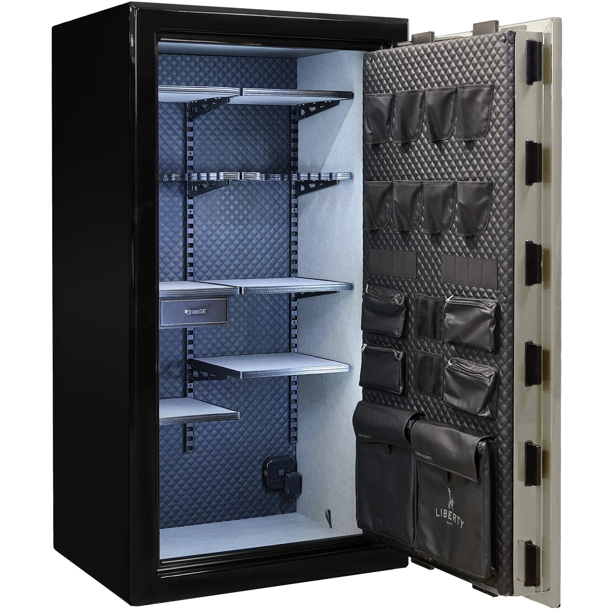 Liberty Presidential 40 safe in Two-Tone Champagne Gloss with Signature interior.