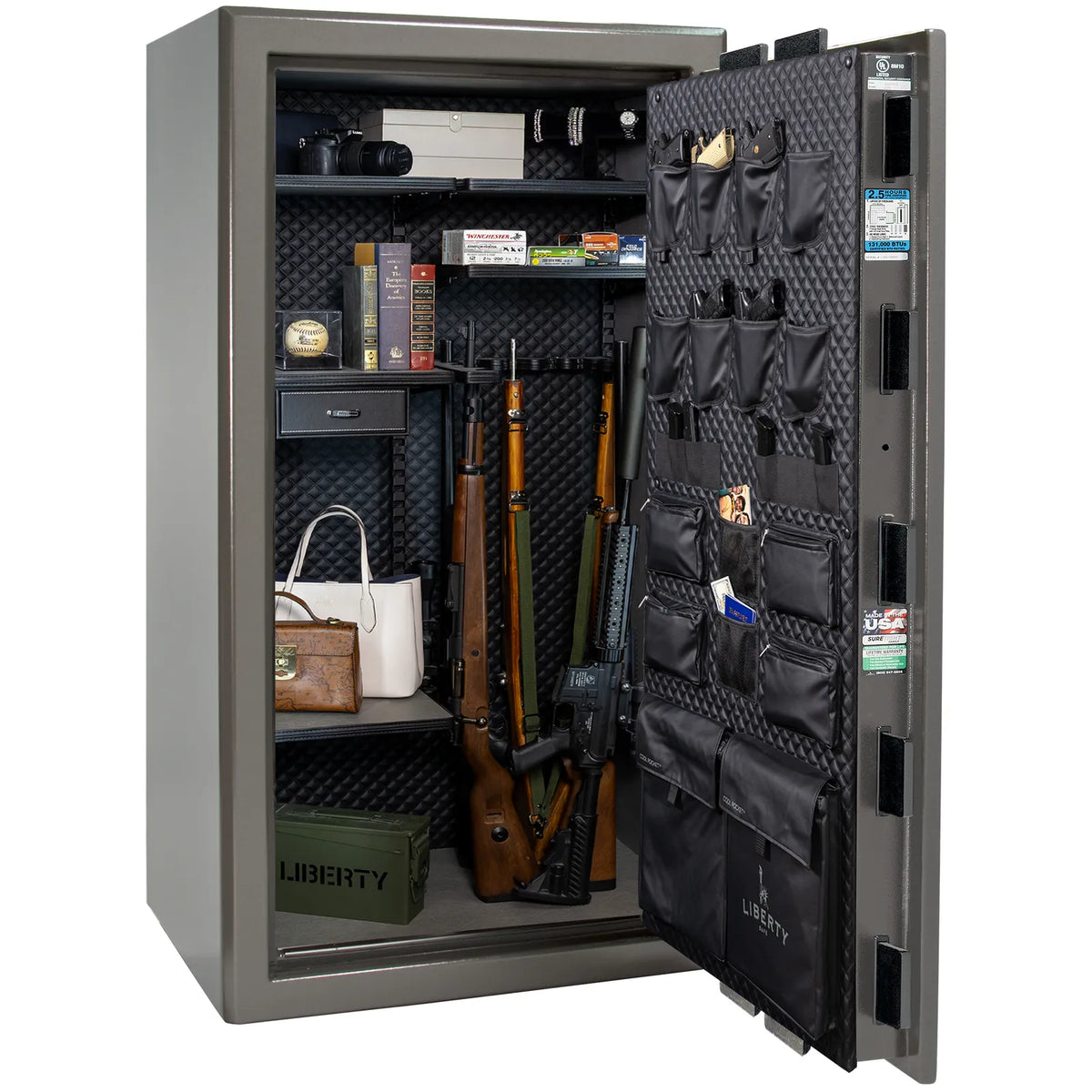 Liberty Presidential 40 safe in Gray Gloss with loaded Signature interior.