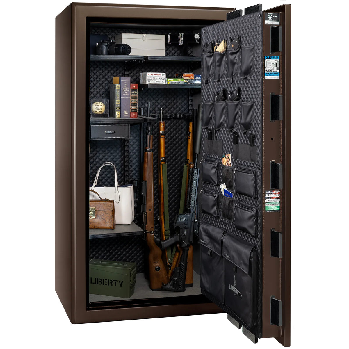 Liberty Presidential 40 safe in Bronze Gloss with loaded Signature interior.