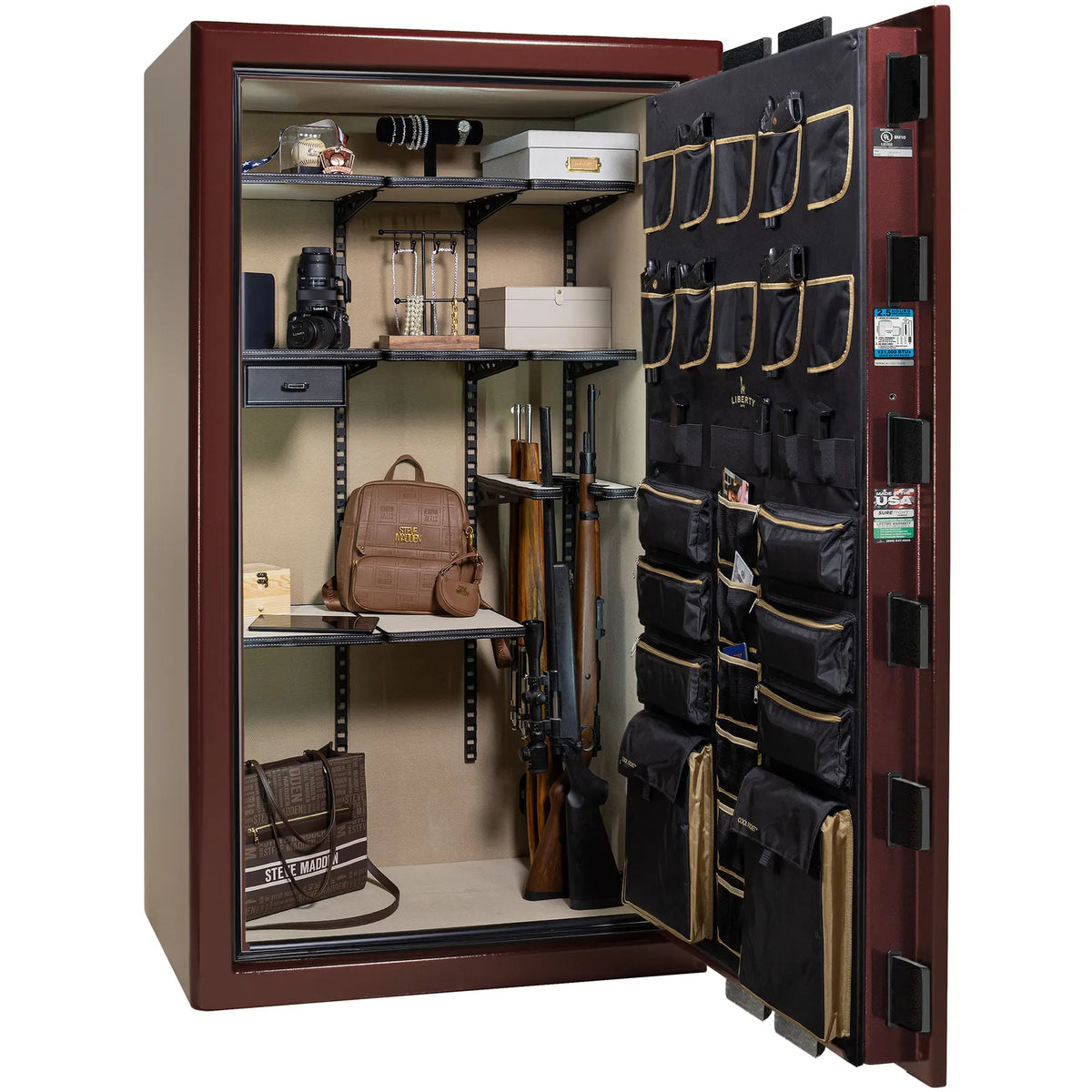 Liberty Presidential 50 safe in Burgundy Marble with loaded Pro Flex interior.