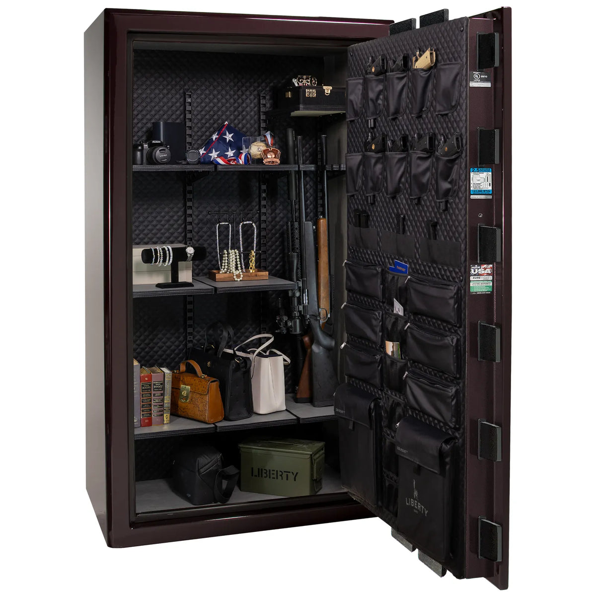 Liberty Presidential 50 safe in Black Cherry Gloss with loaded Signature interior.