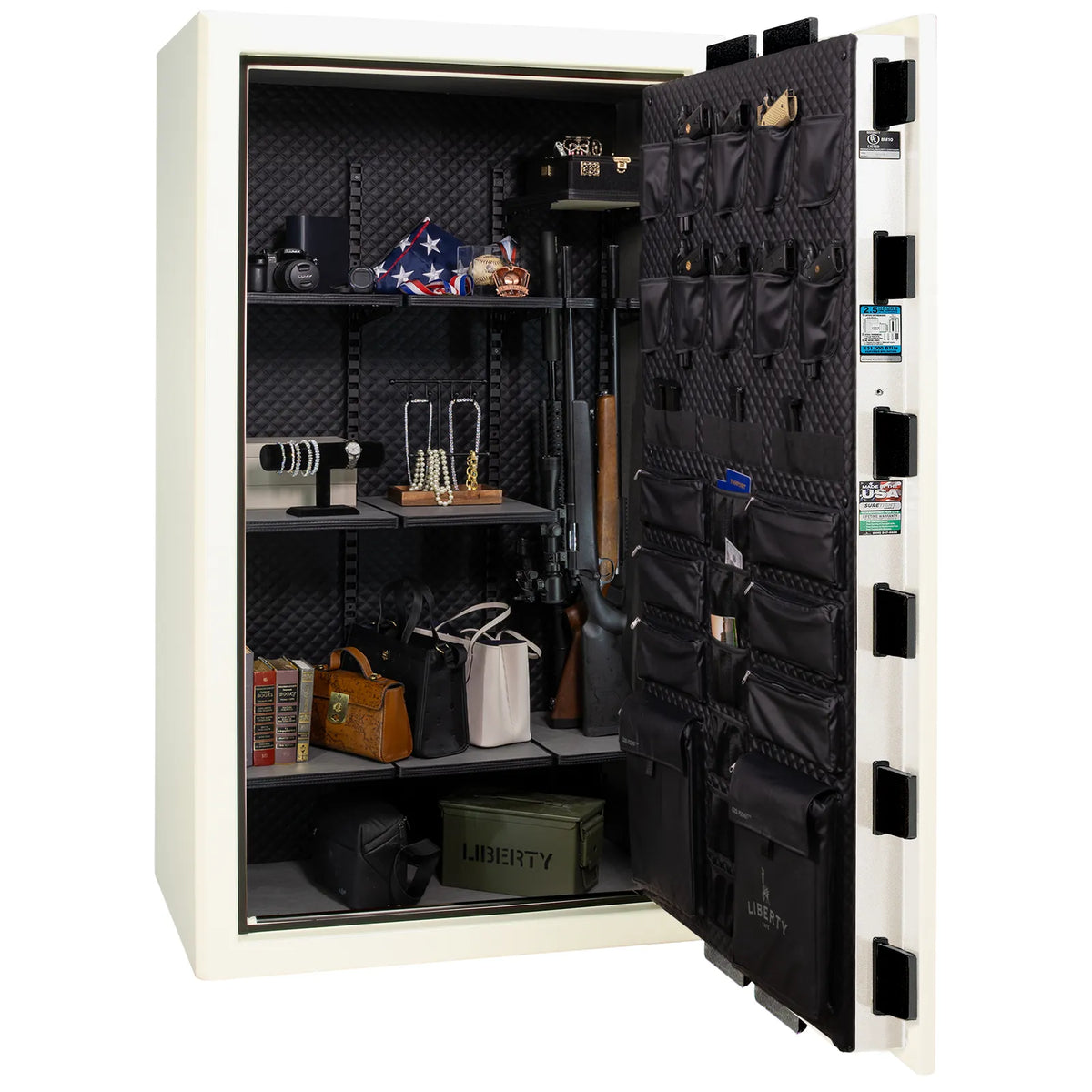 Liberty Presidential 50 safe in White Gloss with loaded Signature interior.