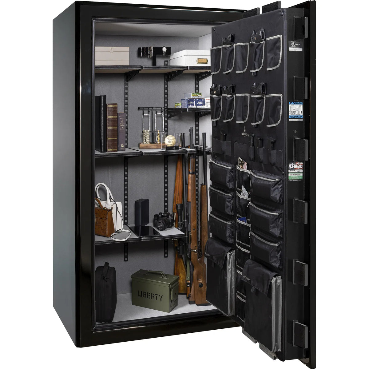 Liberty Presidential 50 safe in Black Gloss with loaded Pro Flex interior.
