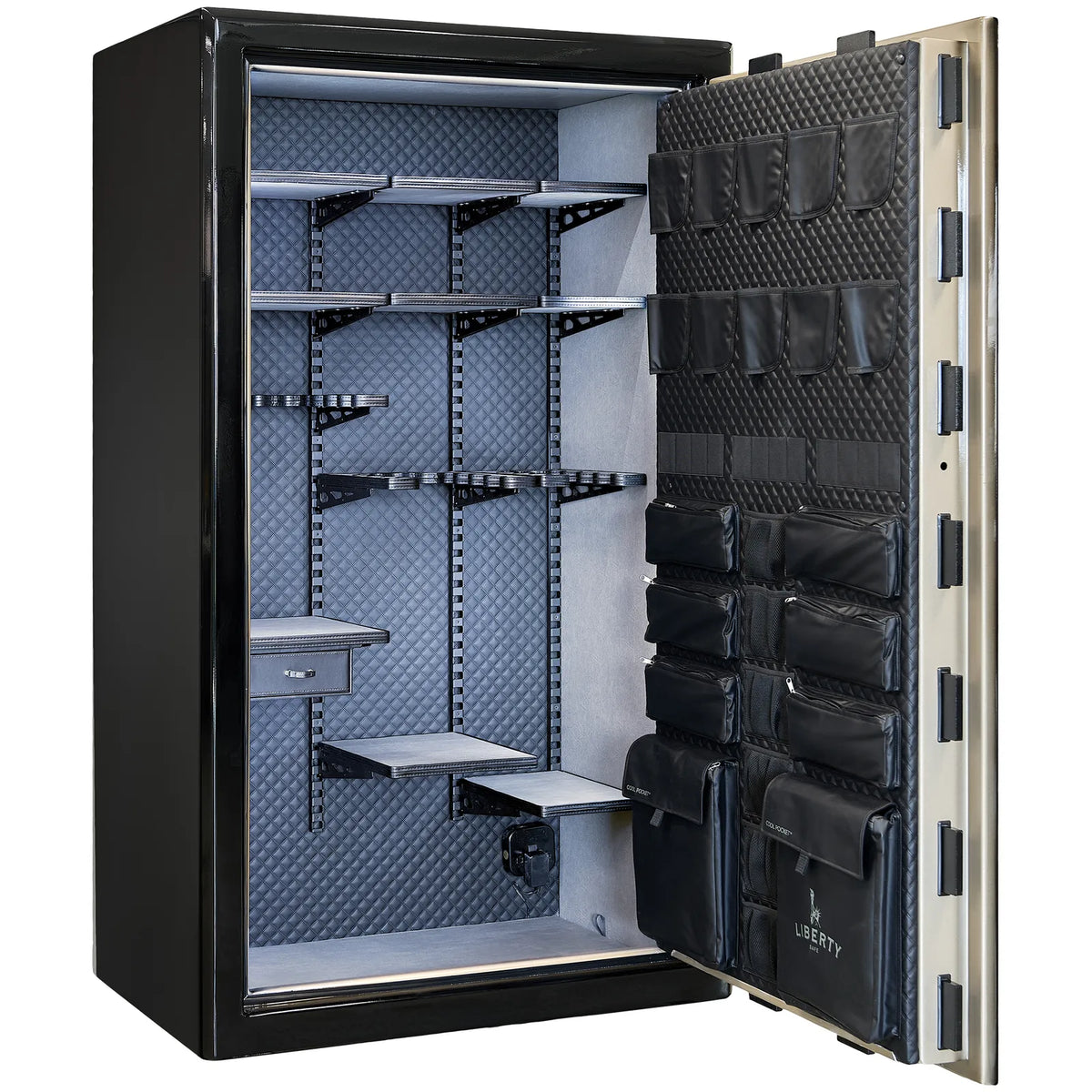 Liberty Presidential 50 safe in Two-Tone Champagne Gloss with Signature interior.