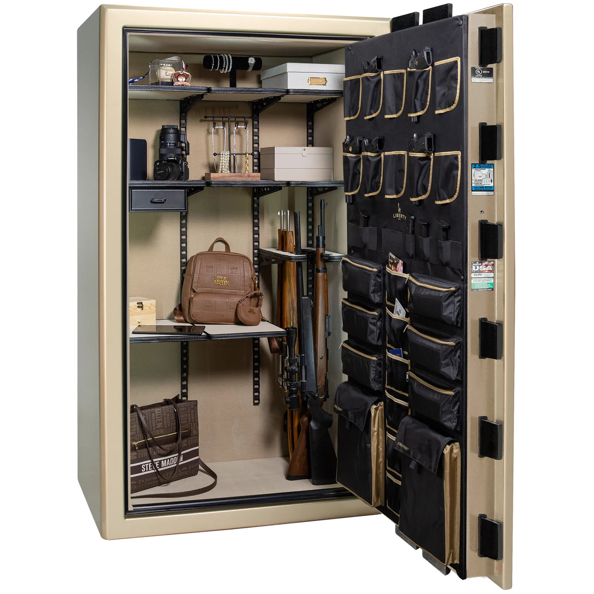 Liberty Presidential 50 safe in Champagne Gloss with loaded Pro Flex interior.