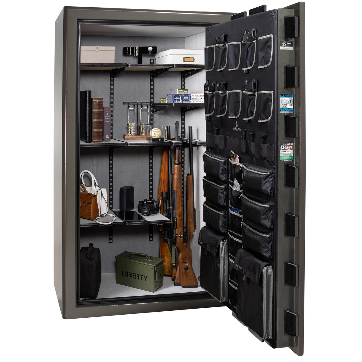 Liberty Presidential 50 safe in Gray Marble with loaded Pro Flex interior.