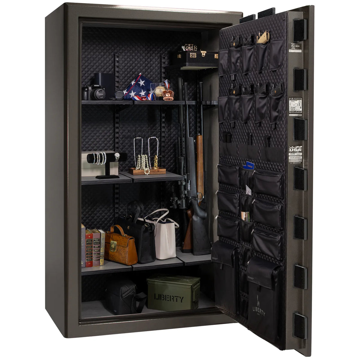 Liberty Presidential 50 safe in Gray Gloss with loaded Signature interior.