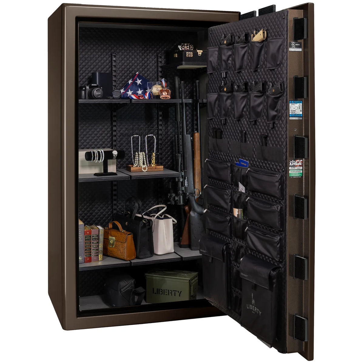 Liberty Presidential 50 safe in Bronze Gloss with loaded Signature interior.