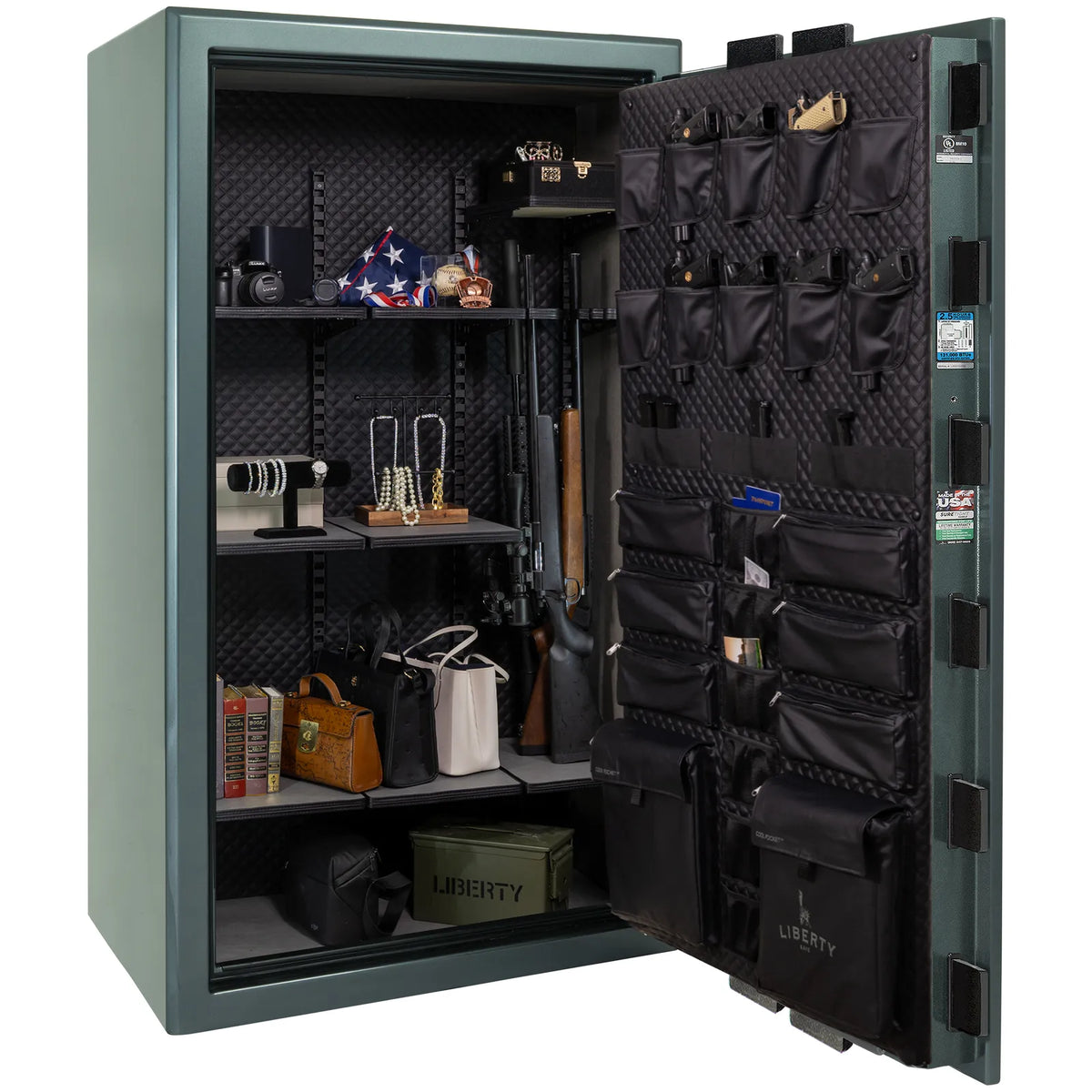Liberty Presidential 50 safe in Forest Mist Gloss with loaded Signature interior.