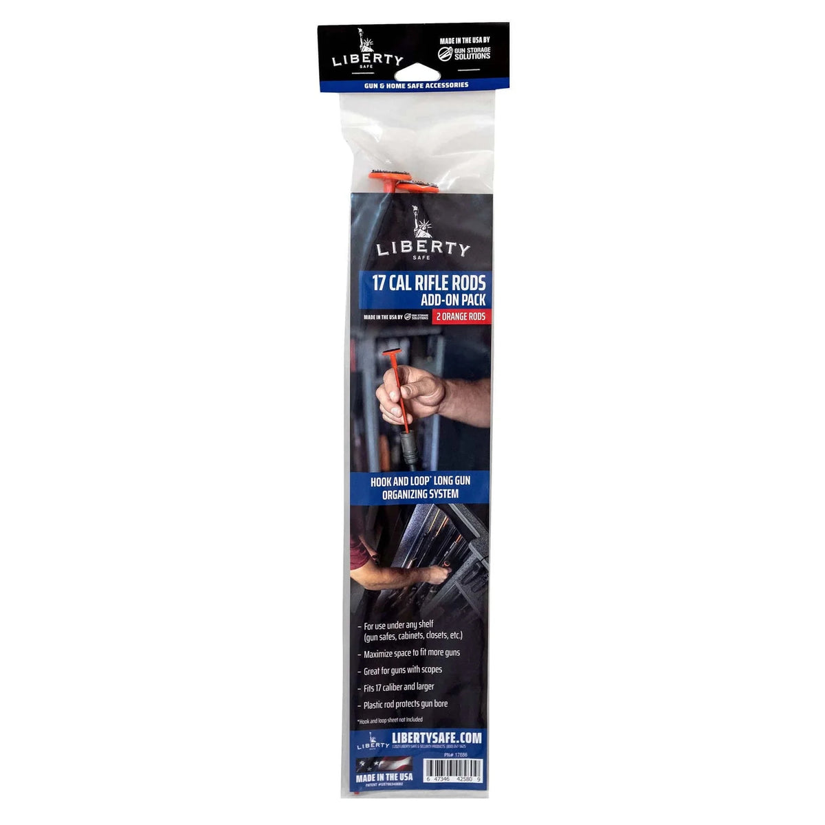 Liberty Orange .17 Caliber Rifle Rods 2-Pack Add-On for organizing .17 caliber rifles in a gun safe
