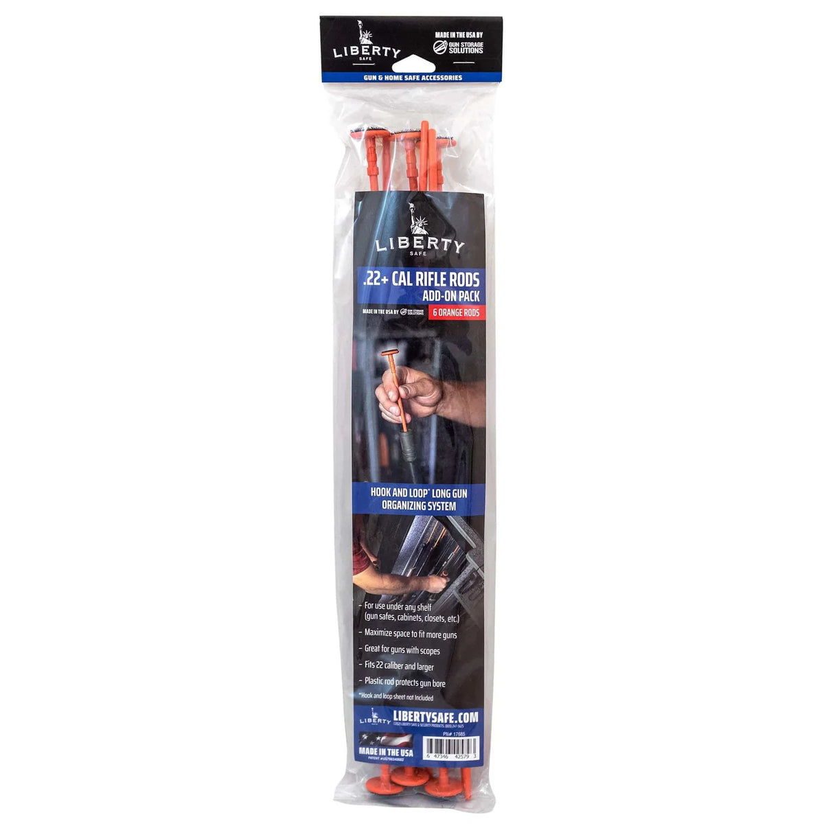 Liberty Orange .22+ Caliber Rifle Rods 6-Pack Add-On for expanding gun safe long gun storage