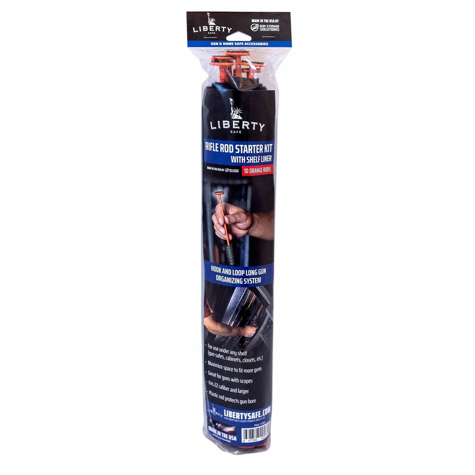Liberty Orange Rifle Rods 10-Pack Starter Kit for organizing rifles and shotguns in a gun safe