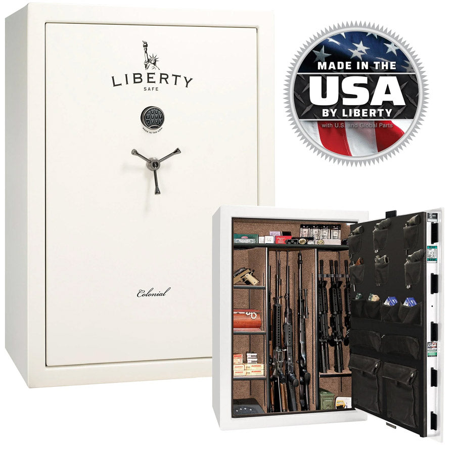 Liberty Colonial 35 Safe in White Gloss with Black Chrome.