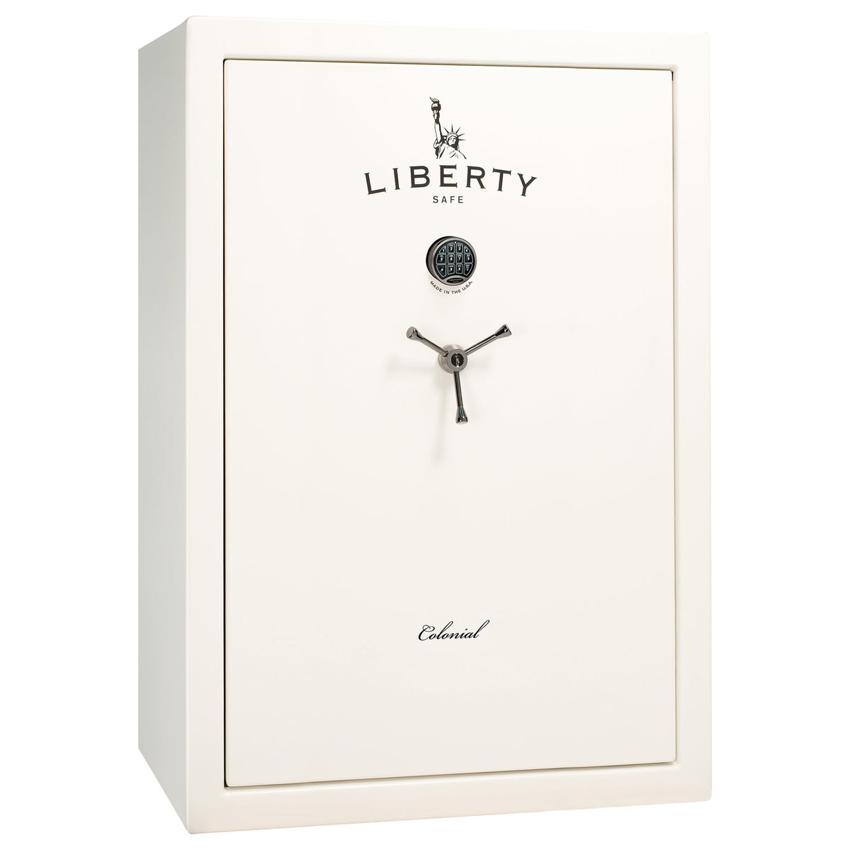 Liberty Colonial 35 Safe in White Gloss with Black Chrome Electronic Lock.