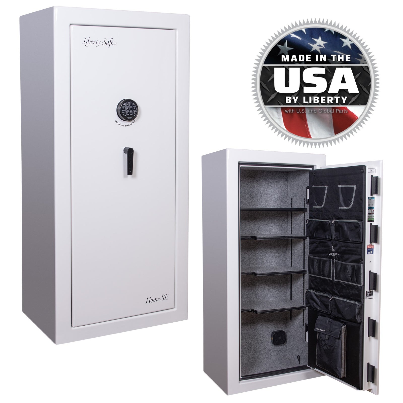 Liberty Safe Home SE in ICY WHITE GLOSS with Electronic Lock.
