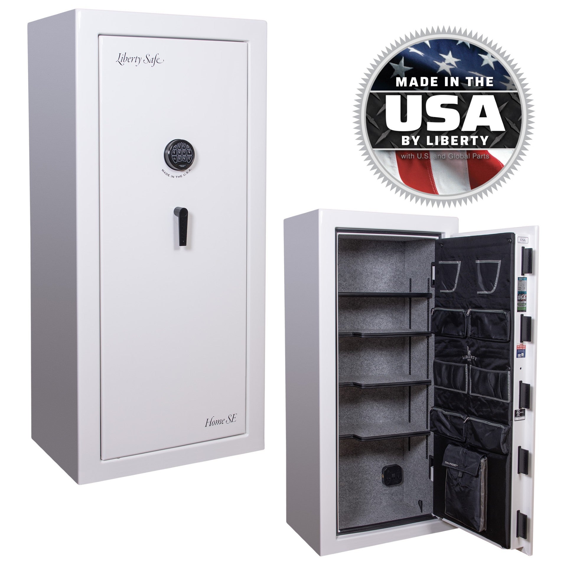 Liberty Safe Home SE in ICY WHITE GLOSS with Electronic Lock.