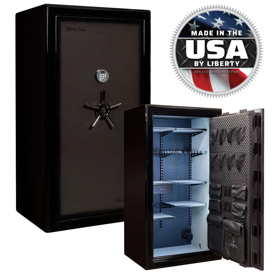 Liberty Safe Presidential Signature 40 in Gray Charcoal Gloss with Dormakaba 702D electronic lock.