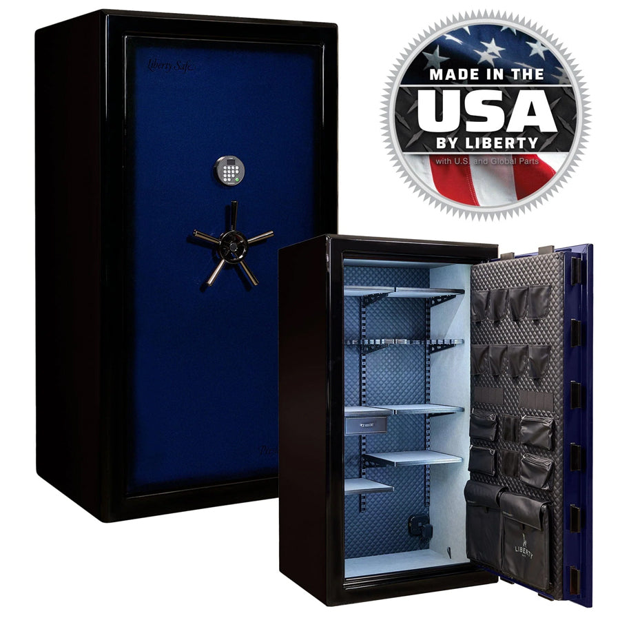 Liberty Safe Presidential Signature 40 in Blue  Gloss with Dormakaba 702D electronic lock.