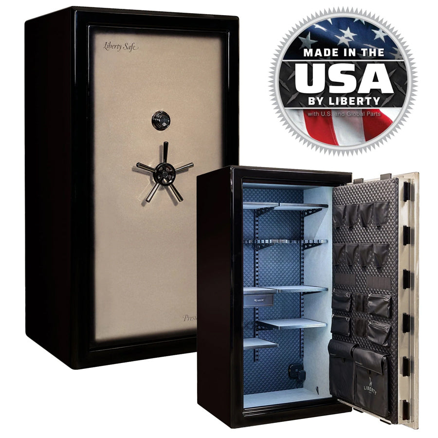 Liberty Safe Presidential Signature 40 in Champagne Gloss with mechanical lock.