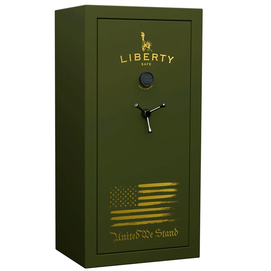 Liberty USA 30 Army Green Flag Safe with Gold Lettering, exterior.