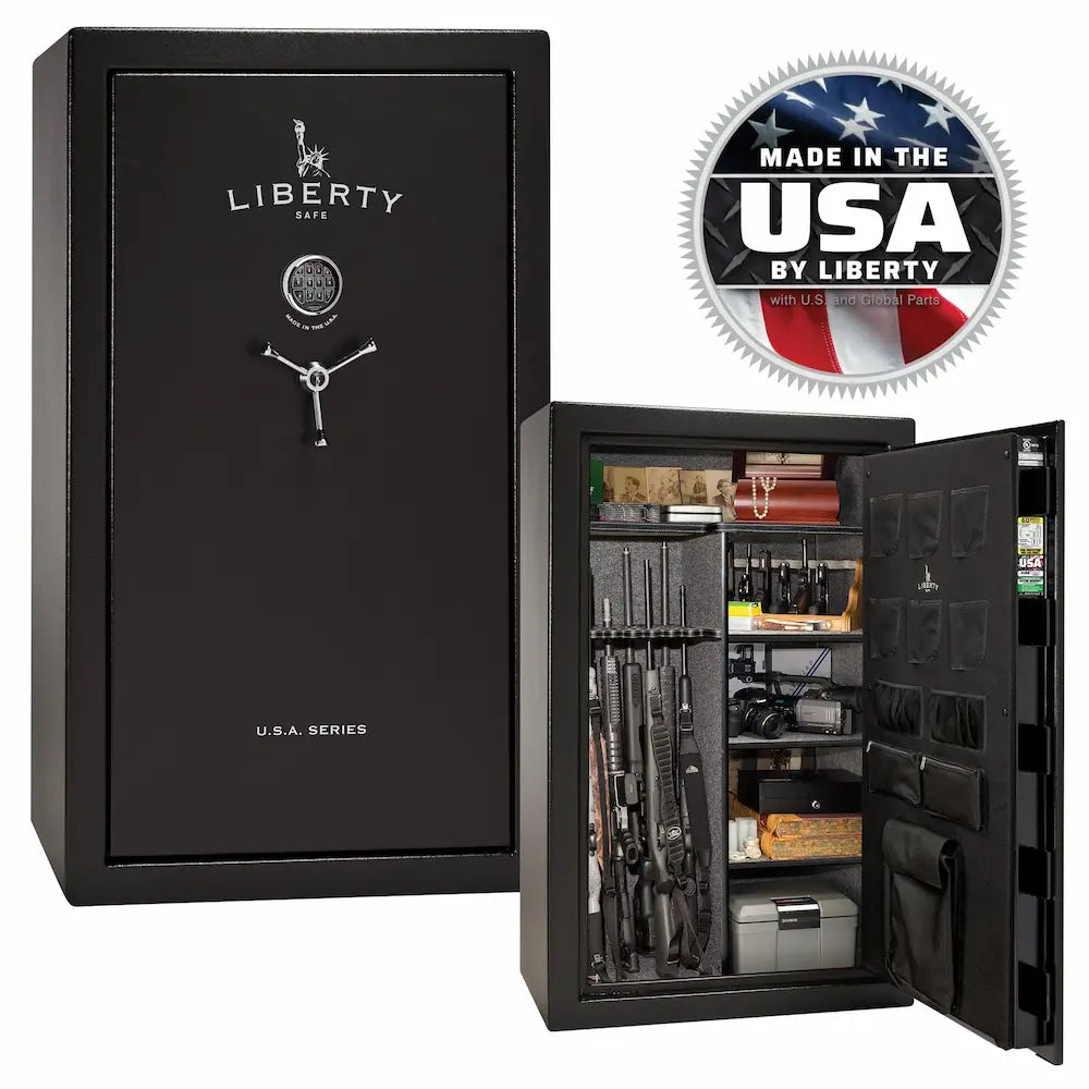 Liberty USA 36 safe in textured black stacked interior and exterior