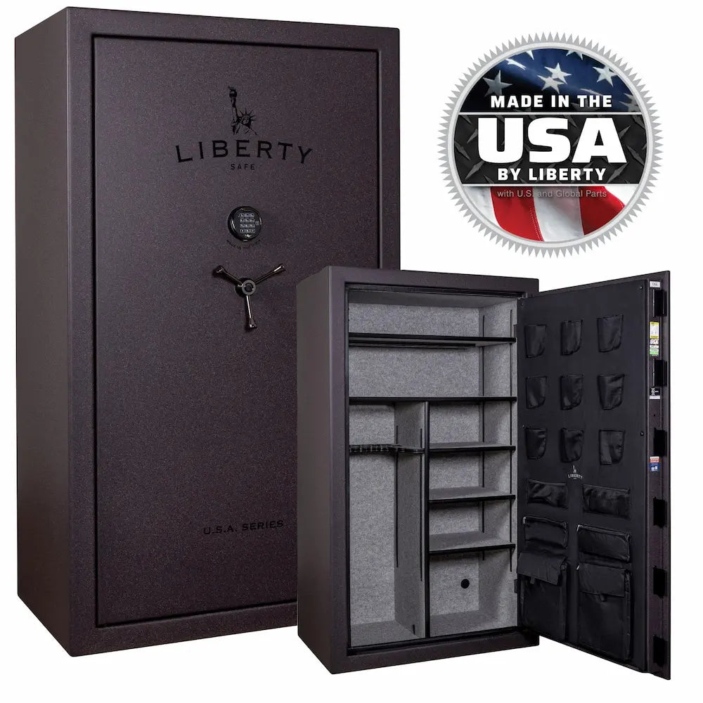 Liberty USA 50 gun safe forged red stacked exterior and interior
