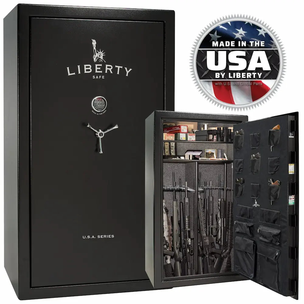 Liberty USA 50 safe in textured black stacked interior and exterior