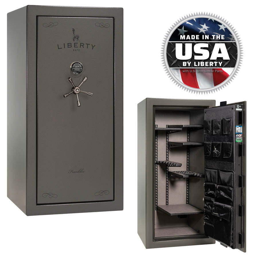 Liberty Safe Franklin 29 in Gray Gloss with Black Chrome.