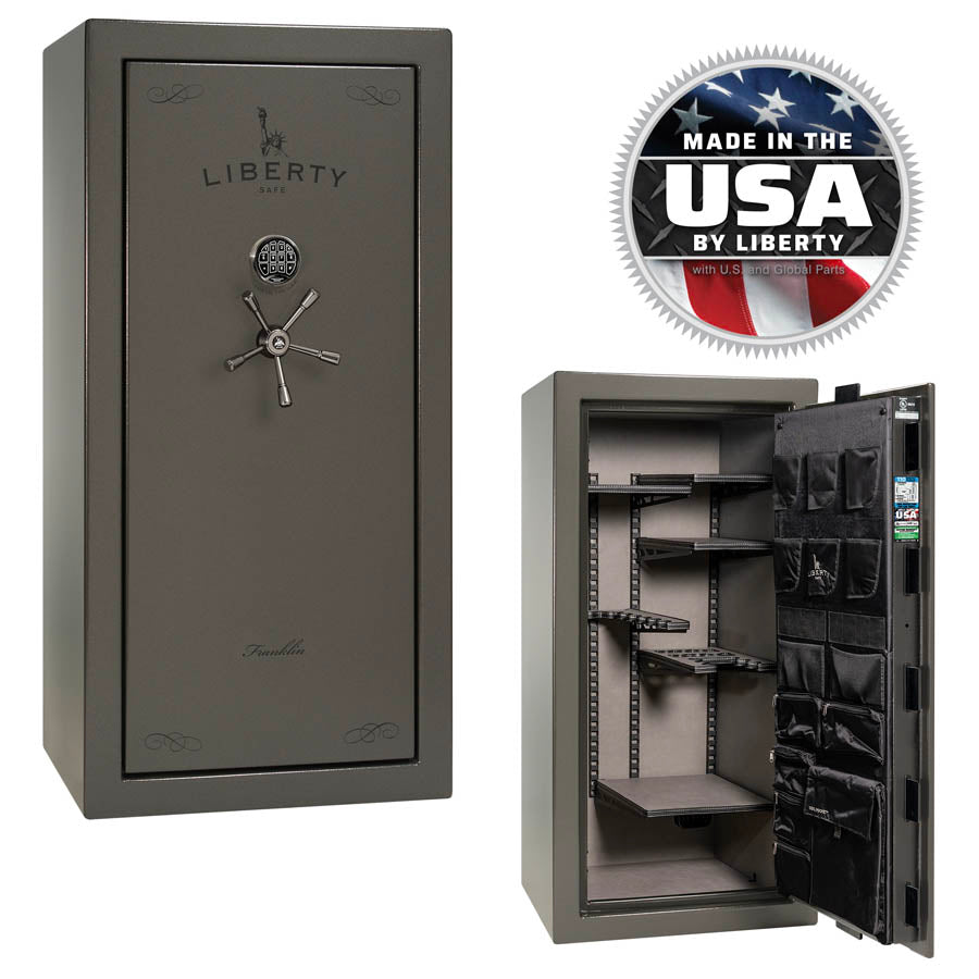 Liberty Safe Franklin 29 in Gray Marble with Black Chrome.