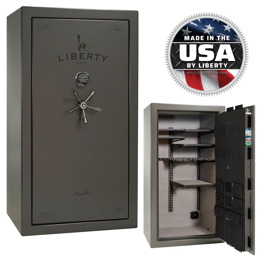 Liberty Safe Franklin 40 in Gray Marble with Black Chrome.