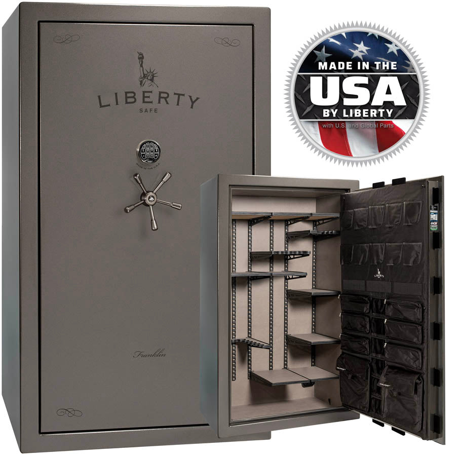 Liberty Safe Franklin 50 in Gray Gloss with Black Chrome.