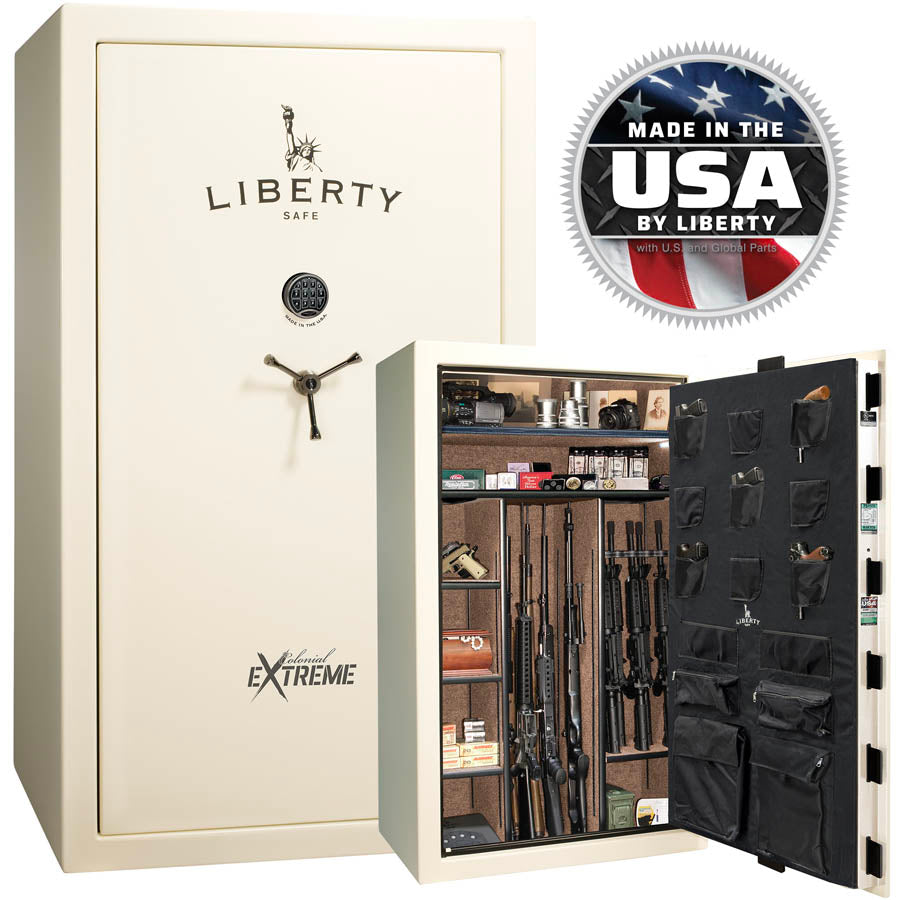 Liberty Colonial 50 Extreme Safe in White Gloss with Black Chrome.