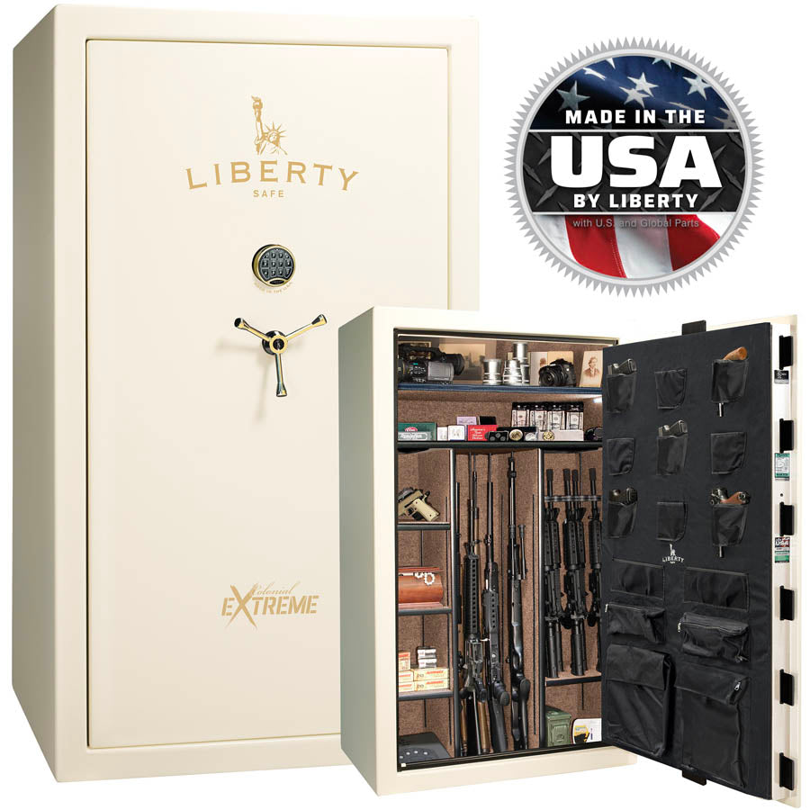 Liberty Colonial 50 Extreme Safe in White Gloss with Brass.
