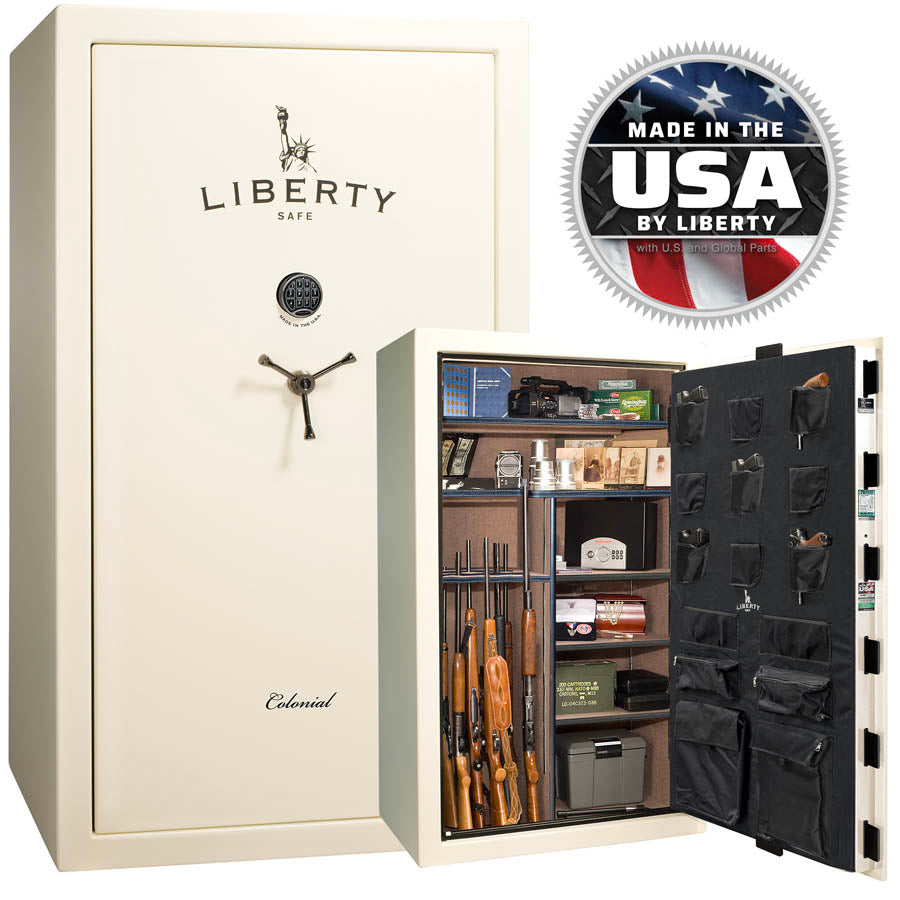 Liberty Colonial 50 Safe in White Gloss with Black Chrome.